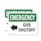 Signmission Gas Shutoff (Left Arrow) With Symbol, 14 in W x Rectangle, Plastic OS-2PACK-EM-P-1014-L-10388 - alternate 1